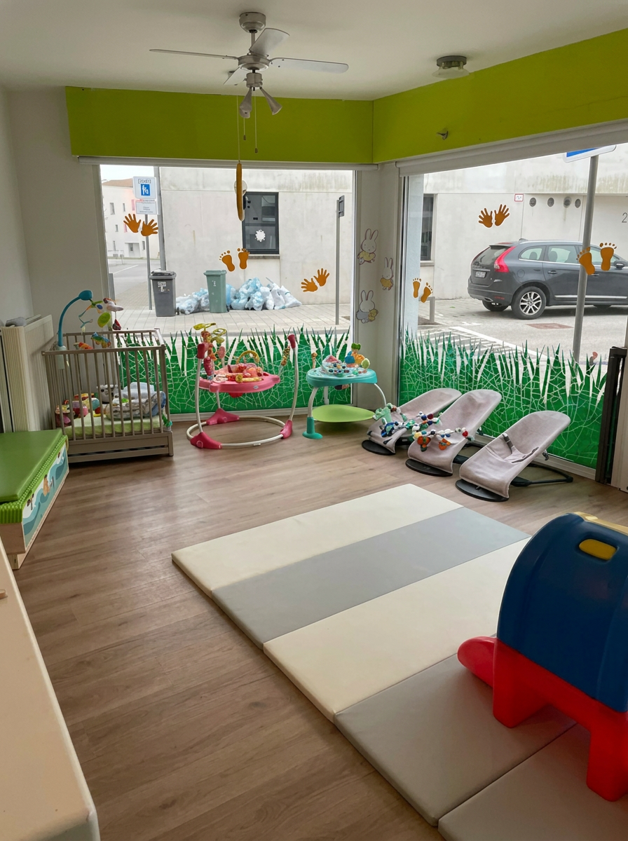 Baby-speelhoek met speeltjes en wippers